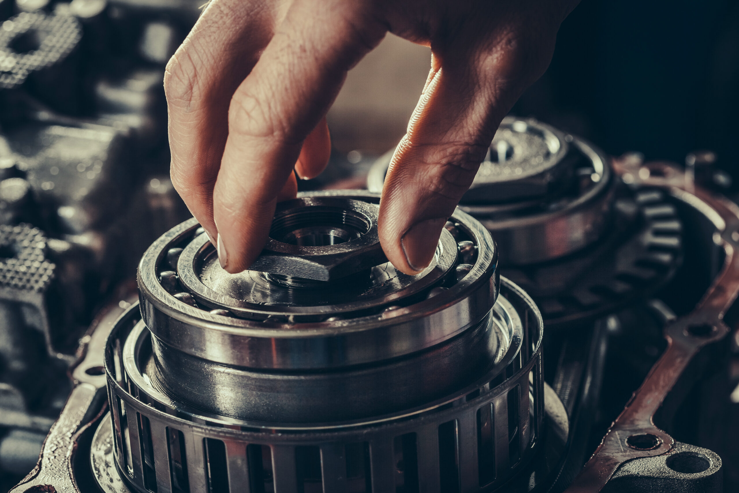Closeup of a CVT Gearbox Repair